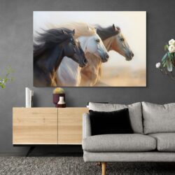 Tableau Chevaux Sauvages mur sombre.jpg