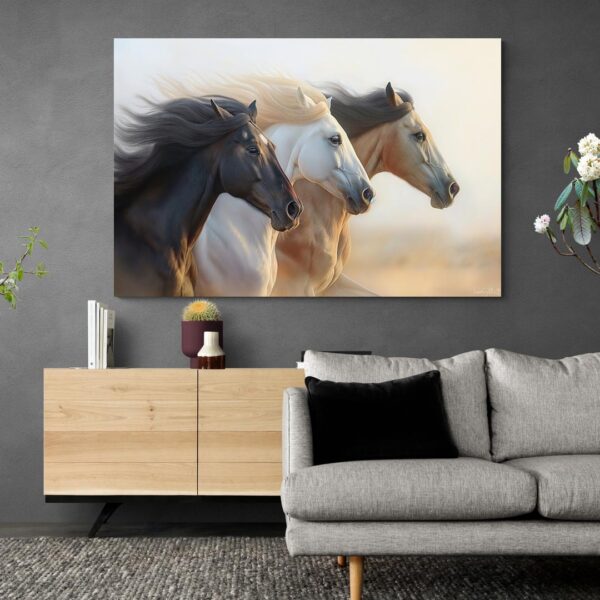 Tableau Chevaux Sauvages mur sombre.jpg