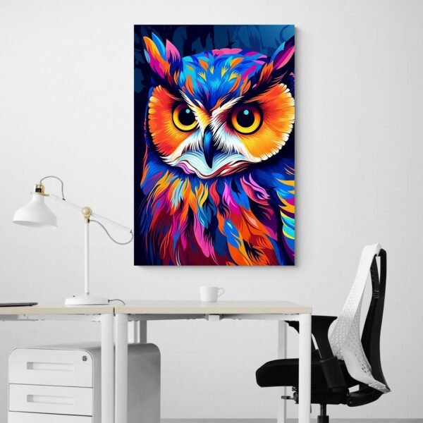 Tableau Hibou Colore Pop Art bureau.jpg