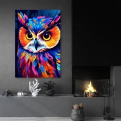 Tableau Hibou Colore Pop Art cheminee.jpg