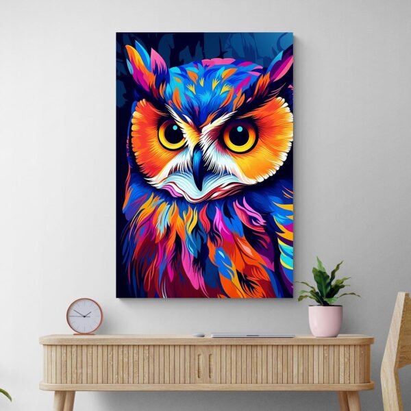 Tableau Hibou Colore Pop Art mur clair.jpg