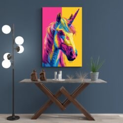 Tableau Licorne mur bleu.jpg