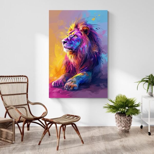 Tableau Lion Colore decoration contemporaine.jpg