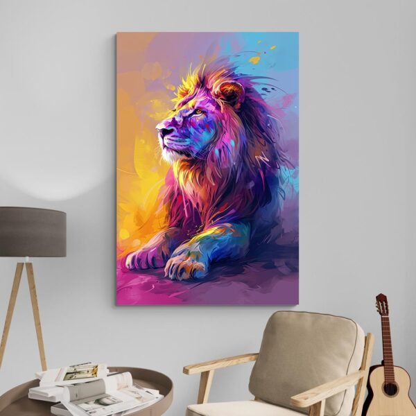 Tableau Lion Colore decoration moderne.jpg