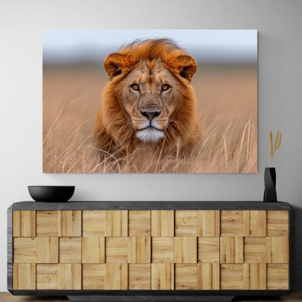 Tableau Lion Savane meuble bois.jpg