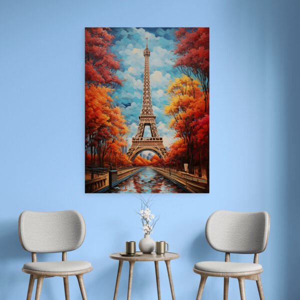 Tableau Peinture Tour Eiffel mur bleu.jpg