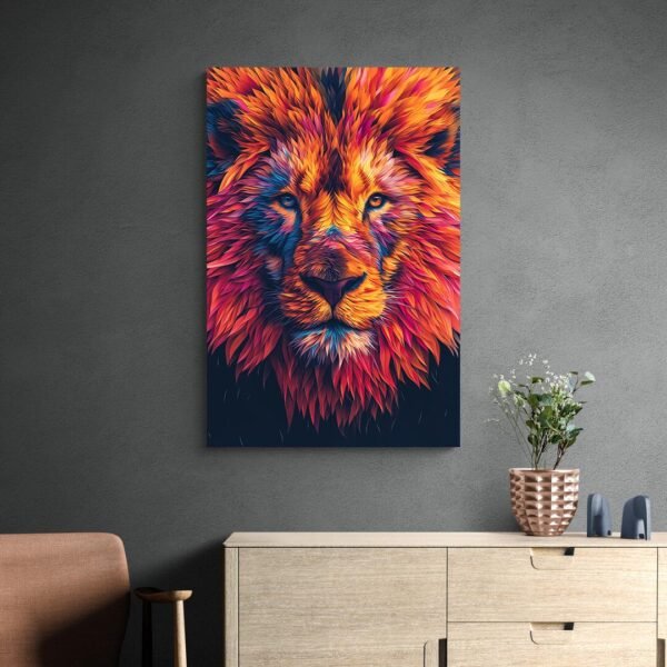 Tableau Tete de Lion Multicolore decoration sobre.jpg