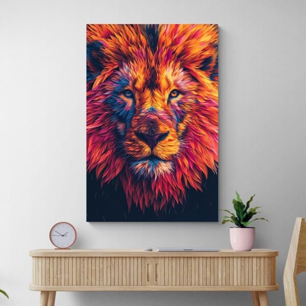 Tableau Tete de Lion Multicolore mur clair.jpg