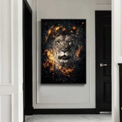 Tableau deco lion noir et or.jpg