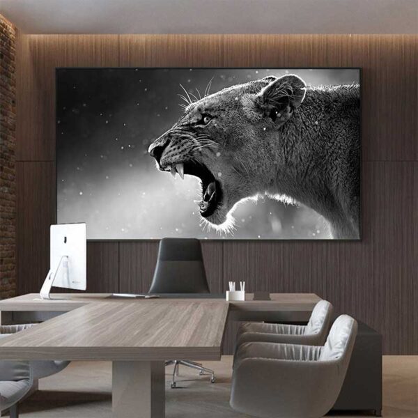 Tableau deco lionne noir et blanc.jpg