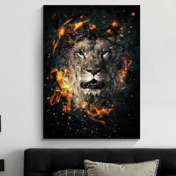 Tableau lion noir et or.jpg