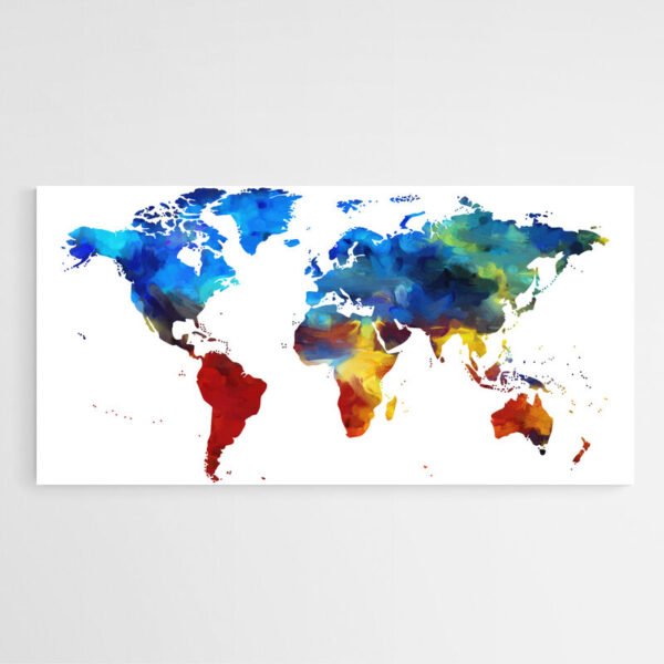 tableau carte du monde multicolore mur blanc.jpg