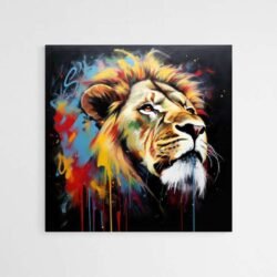 tableau lion graffiti mur blanc.jpg