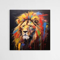 tableau lion street art mur blanc.jpg