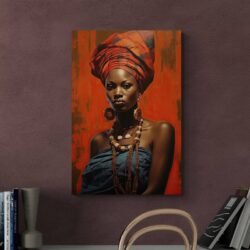 tableau portrait femme africaine mur rouge.jpg