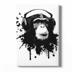 tableau sur toile singe casque musique.jpg